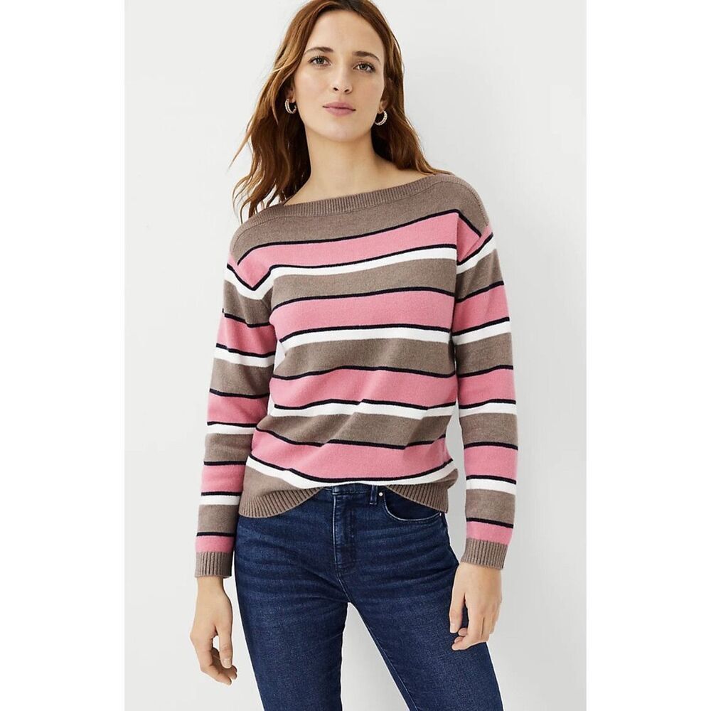 Ann Taylor Striped Boat neck Sweater Size S